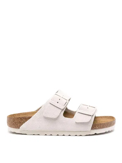 Birkenstock Suede Arizona Sandals In White