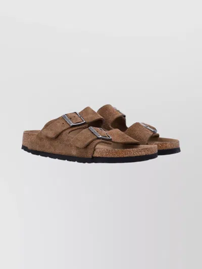 Birkenstock Arizona Sandals With Cork Sole And Suede In Brown