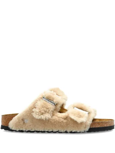 Birkenstock Arizona Sandcastle, Shearling Shoes In Neutral