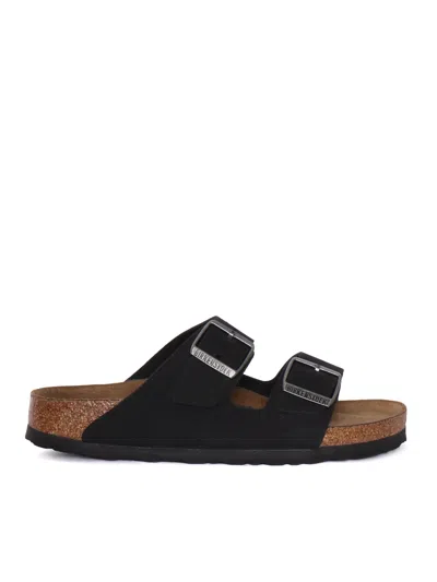 Birkenstock Arizona Suede Sandals With Buckled-straps In Black