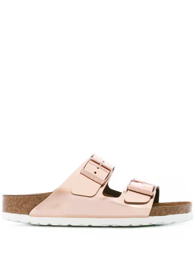BIRKENSTOCK BIRKENSTOCK ARIZONA SFB METALLIC COPPER, NATURAL LEATHER SHOES