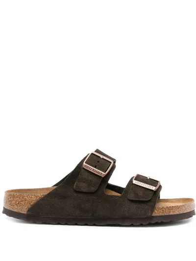 Birkenstock Arizona Sfb Mocca, Suede Leather Shoes In Brown
