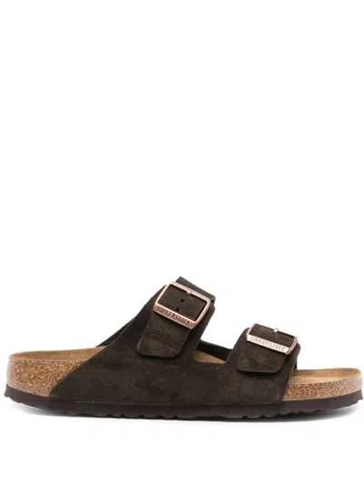 Birkenstock Arizona Sfb Suede Leather Sandals In Brown