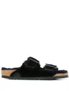 Birkenstock 'arizona' Black Sandals With Logo Lettering On The Buckle In Black  