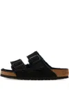 Birkenstock Arizona Shearling Buckled Sandals In Black