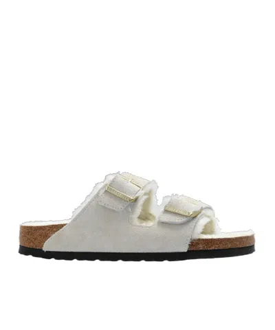 Birkenstock Arizona Shearling-lined Leather Sandals In White