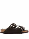 Birkenstock Arizona Shearling Lined Suede Two-strap Sandals In Black