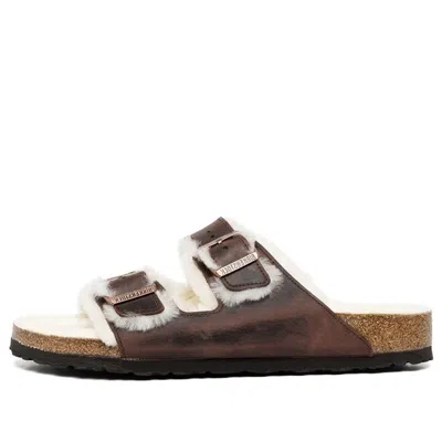 Birkenstock Arizona Shearling Oiled Leather 'habana' In Brown