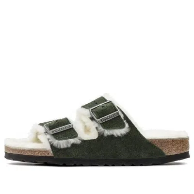 Birkenstock Arizona Shearling Sandal Suede Leather Narrow Fit 'green'