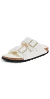 Birkenstock Arizona Shearling-lined Leather Sandals In White