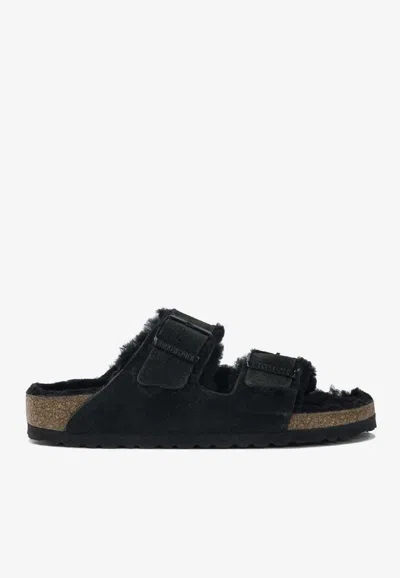 Birkenstock Arizona Shearling Sandals In Black