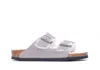 Shop Birkenstock Arizona Shearling Sandals In Grey