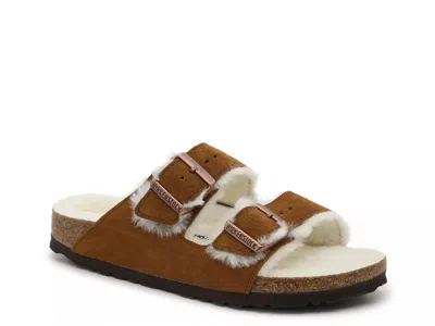 Birkenstock Arizona Shearling Slide Sandal In Brown