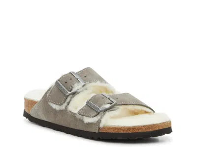 Birkenstock Arizona Shearling Slide Sandal In Gray
