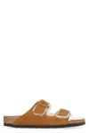 Birkenstock Faux Fur Lined Classic Sandals With Adjustable Buckles And Comfortable Footbed In Brown