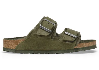 Pre-owned Birkenstock Arizona Shearling Suede Sneakers In Thyme In Green