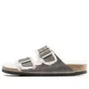 Birkenstock Arizona Shearling Waxy Leather Oiled 'iron' In Gray
