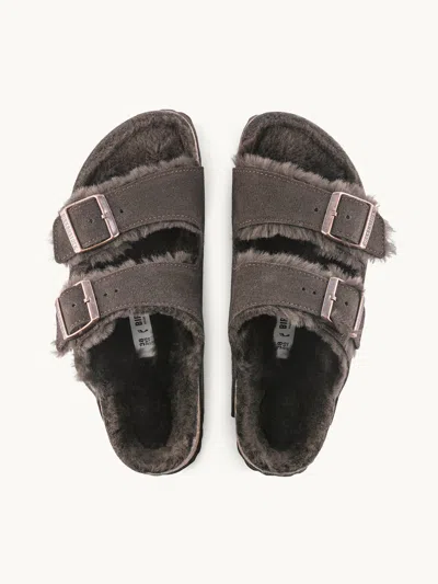 Birkenstock Arizona Shearling-lined Sandals Suede Shearling Mocha It38 In Brown