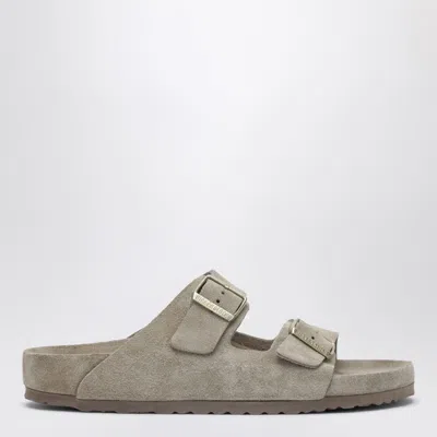 Birkenstock Arizona Slide In Taupe Suede Leather In Gray