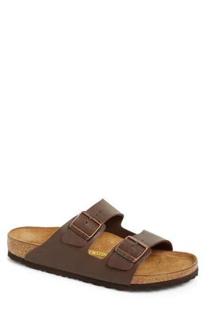Birkenstock Arizona Slide Sandal In Dark Brown Birko Flor