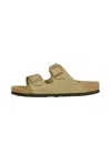 Birkenstock Arizona Suede Dual-buckle Slide Sandals In Brown