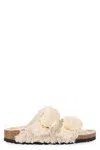 Birkenstock Arizona Big Buckle Faux Fur Sandals In Beige