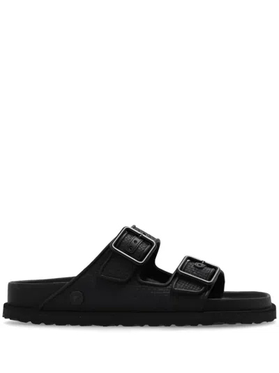 Birkenstock Arizona Exquisite Leather Dual-buckle Platform Sandals In Black