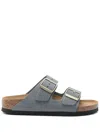 Birkenstock Slippers Arizona In Pelle Carta Da Zucchero   Donna In Grey