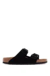 Birkenstock Arizona Double-strap Leather Slides In Black