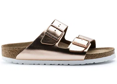 Pre-owned Birkenstock Arizona Soft Footbed Leather (women's) Sneakers In Metallic Copper