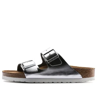 Birkenstock Arizona Soft Footbed Narrow Fit Sandals 'metallic Silver'