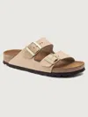 Birkenstock Arizona Big Buckle Leather Slides With Buckle In Sandcastle Nubuck