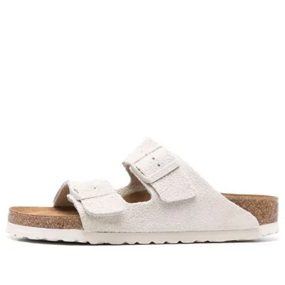 BIRKENSTOCK BIRKENSTOCK ARIZONA SOFT FOOTBED SUEDE LEATHER NARROW FIT SANDALS 'ANTIQUE WHITE'