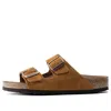 Birkenstock Arizona Soft Footbed Suede Leather Narrow Fit Slides 'mink' In Brown