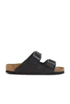 Birkenstock Arizona Sandal With Oiled Leather In Velvet Gray