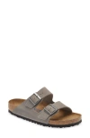 Birkenstock Arizona Soft Slide Sandal In Iron Oiled Leather