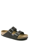 Birkenstock Arizona Soft Slide Sandal In Velvet Gray Suede