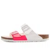 Birkenstock Arizona Split Birko-flor Narrow Fit Sandals 'patent Neon Pink White'