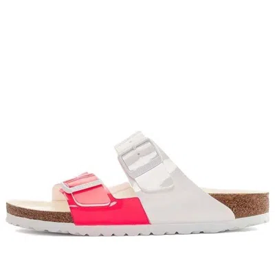 Birkenstock Arizona Split Birko-flor Narrow Fit Sandals 'patent Neon Pink White'