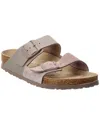 Birkenstock Nubuck Leather Sandals Sandcastle With Golden Buckles In Grey