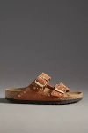 Birkenstock Arizona Rivet Suede Dark Rust Slipper - Size S In Orange