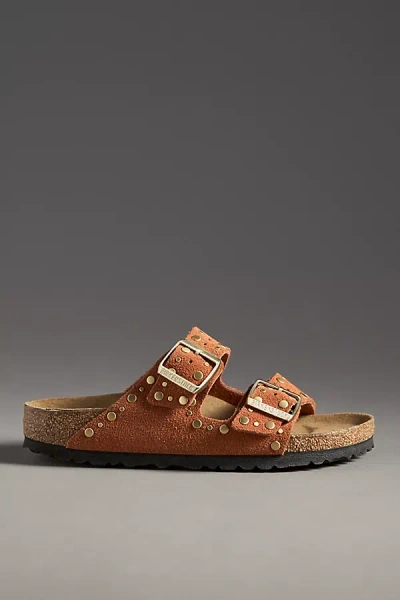Birkenstock Arizona Rivets Studded Slide Sandal In Brown