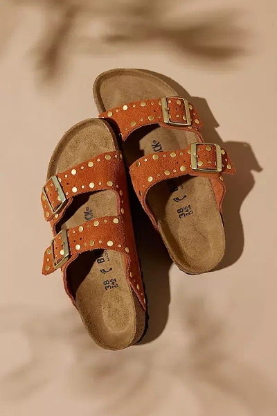 Birkenstock Arizona Rivets Studded Slide Sandal In Brown