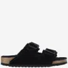 Birkenstock Suede Arizona Sandals With Double Strap In Black