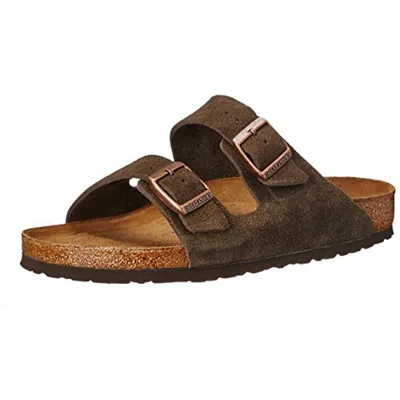 Birkenstock Arizona Suede Buckled Slide Sandals In Brown