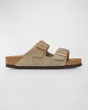 BIRKENSTOCK ARIZONA SUEDE DUAL-BUCKLE SLIDE SANDALS