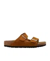Birkenstock Open Toe Round Head Slippers In Brown