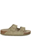 Birkenstock Khaki Suede Arizona Slippers In Green