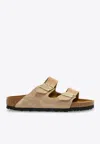 Birkenstock Arizona Double-strap Suede Slippers In Beige