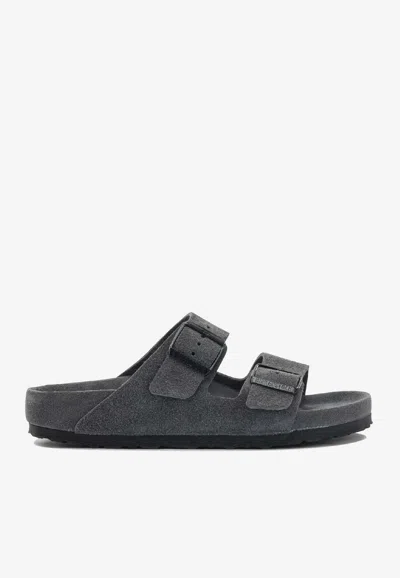 Birkenstock Arizona Suede Leather Sandals In Gray